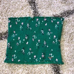 Hollister Green Floral Tube Top